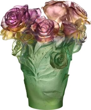 Daum vase vase green pink rose passion Vase green & pink - Daum